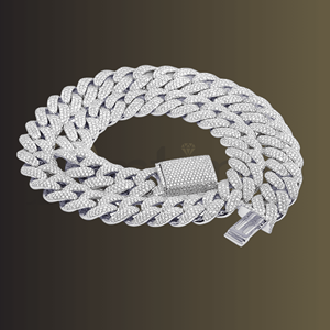 Chunky Hip Hop Hombres Cadena Joyería Plateado Bling Collar - Product Image 1