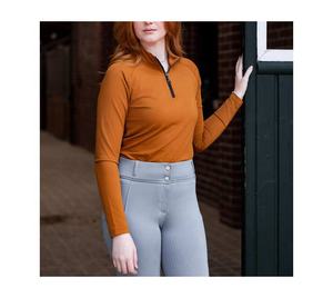 Camiseta de manga larga ecuestre transpirable de alta calidad, Top de capa Base para montar a caballo, camisa con cremallera para mujer - Product Image 6