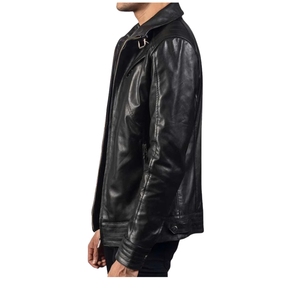 เสื้อแจ็คเก็ตหนังแกะแท้สำหรับผู้ชาย คอตั้ง ปักโลโก้ด้านหน้า ดีไซน์ล่าสุด ผลิตตามแบบ OEM คุณภาพสูง ทันสมัย กันน้ำ - Product Image 5