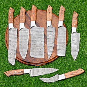 ชุดมีดทำครัว 8 ชิ้น พร้อมใบมีดเหล็กดามัสกัส ด้ามจับไม้ขัดเงา ปรับทิศทางการจับได้ - Product Image 3
