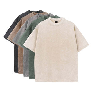 Camiseta Vintage de lavado ácido de alta calidad para hombre, 2025 hombros caídos, tela transpirable de gran tamaño, diseño liso para verano, stock a granel - Product Image 6