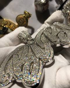 Bijoux Hip Hop chauds VVS Moissanite diamant glacé personnalisé carte de crédit pendentif 925 en argent Sterling solide fête Hiphop géométrique - Product Image 1