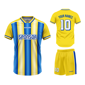Ensemble de maillots de football respirants sans coutures en Spandex/Polyester, uniformes de football personnalisés, impression par sublimation, séchage rapide, extensible dans quatre directions - Product Image 2
