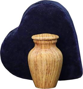 Boîte en velours de luxe contemporaine Urne funéraire en aluminium classique Petite finition en bois en forme de cœur Motif animal pour funérailles - Product Image 2