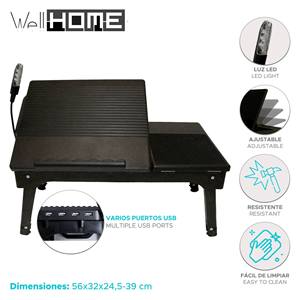 WELL HOME Escritorio portátil para ordenador, mesa auxiliar de 56x32x24,5 cm - Product Image 2