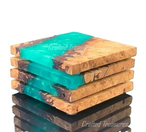 MEUBLES Dessous de verre en bois de noyer en résine pour la décoration de la maison Dessous de verre en bois en résine époxy Dessous de verre de luxe personnalisé pour boisson - Product Image 1