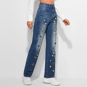 Pantalones Vaqueros de Mezclilla Súper Elásticos de Última Moda Urbana para Mujer, Vaqueros Bordados Casuales para Mujer - Product Image 4