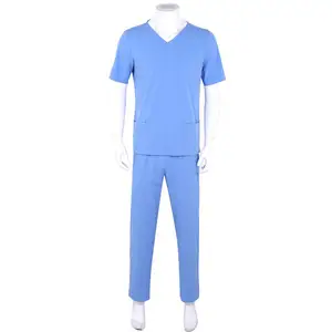 OEM Enfermeiros Uniforme Unisex Branco Scrub Suit Set Homens Scrubs Uniformes Conjuntos Para unisexs