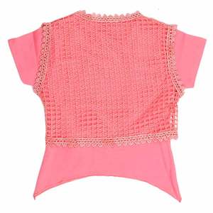 Camiseta elegante de media manga para niñas, 2 piezas - Rosa oscuro - Product Image 3