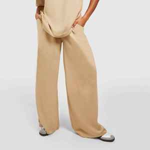 New Arrival Winter High Quality Fleece Custom Embroidery Logo Right/Left Leg Straight Baggy <b>Sweatpants</b> <b>Women</b> Casual Hip Hop - Product Image 2