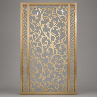 Paravent en cuivre pur sculpté à motifs floraux et animaliers pour entrée de villa, hall d'hôtel et salon