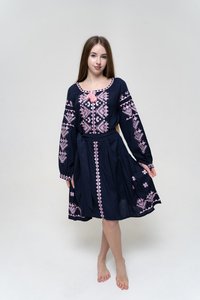 Vestido maxi de manga corta bordado para mujer 100% algodón cintura natural tejido lavable informal - Product Image 2