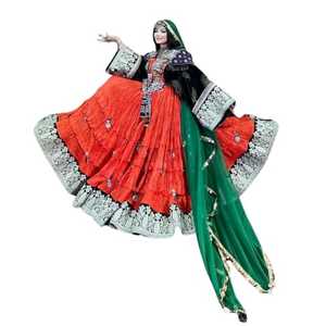 Robe afghane Kuchi de luxe moderne pour mariage, design personnalisé pour femmes, broderie lourde, volants, dentelle, légère et confortable - Product Image 4