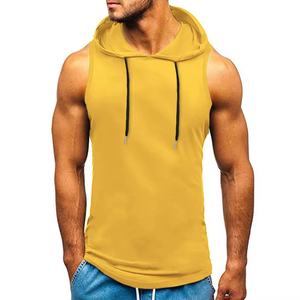 <b>Men's</b> Winter <b>Sleeveless</b> Gym <b>Hoodie</b> Plain Dyed Breathable Cotton OEM Free Sample Customizable Colors & Sizes - Product Image 1