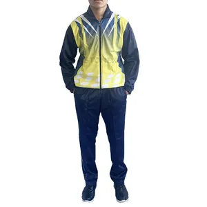 Regular Fit Sportswear Men's Polyester Wholesale Sublimation Yellow Printed Navy Blue Tracksuit
