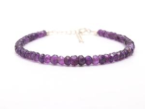 Natural Purple <b>Amethyst</b> Faceted Rondelle Loose Gemstone Beads <b>Bracelet</b> 4mm Handmade Beaded Minimalist <b>Bracelets</b> Women in Bulk - Product Image 2