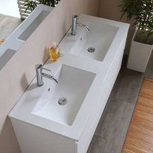 120 cm White Bathroom Cabinet <b>with</b> 2 Drawers and LED <b>Light</b> Double Sink Belize LED Mirror - Product Image 4