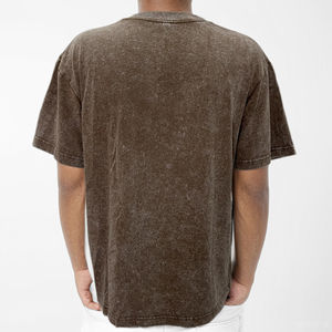 Camiseta de Alta Calidad 100% Algodón Lavada con Ácido para Hombre, Camiseta Larga Vintage de Manga Corta Personalizable, Lisa - Product Image 3