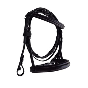 เบาะหนังแท้สำหรับแข่งม้าบังเหียนสวมศีรษะสีดำมีตัวยึดสแตนเลส - Product Image 3