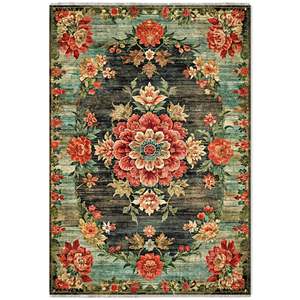 Netline Home Abstract Heritage Black Washable <b>Rug</b> - Product Image 2