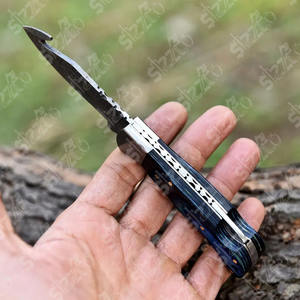 Couteau pliant damas de qualité supérieure avec manche en bois Beau couteau pliant personnalisé OEM Nom Logo Camping Cadeau pour hommes - Product Image 4