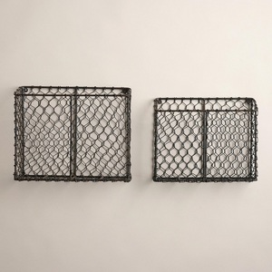 <b>Wall</b> Mounted <b>Wire</b> <b>Basket</b> Premium Quality Different Size Set of 3 Iron Fruits and Vegetables Storage <b>Basket</b> for Kitchen - Product Image 2