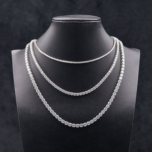 Luxe Ijskoud Onze Fijne Sieraden 2Mm 3Mm 4Mm 5Mm Lab Diamant S925 Zilver Vvvs Moissanite Tennisketting Op Voorraad - Product Image 2