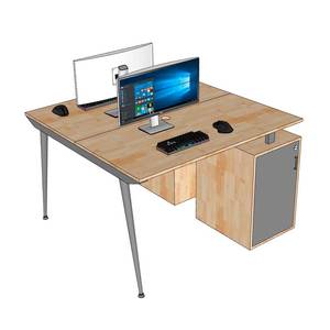 โต๊ะทำงานแบบคลัสเตอร์ 2 ที่นั่ง รุ่นร่วมสมัย พร้อมขาตู้ ขนาด 120x120 ซม. ทำจากเมลามีน ไม้ เหล็ก ยาง ระบบ CONE-HBCO062 เฟอร์นิเจอร์สำนักงาน - Product Image 1