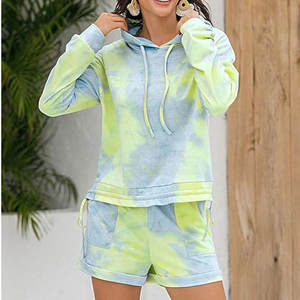 ชุดเซ็ตเสื้อฮู้ดดี้ลำลองและกางเกงขาสั้นสำหรับผู้หญิงขายดีที่สุด ผลิตจากผ้าโพลีเอสเตอร์/คอตตอนที่เป็นมิตรกับสิ่งแวดล้อม ระบายอากาศได้ดี ทนทาน เหมาะสำหรับกิจกรรมกลางแจ้ง แฟชั่นเสื้อผ้า - Product Image 5