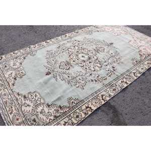 พรมวินเทจขนาด 5.3x9.8 ฟุต พรมตุรกีขนาดใหญ่ พรมสีน้ำเงินขาวล้วน - Product Image 4