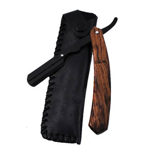 Top vente manche en bois rasoir droit rasage rasoir de barbier pour Salon lame remplaçable support de rasoir coupe-gorge - Product Image 5