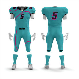 Uniforme de football américain sublimé en polyester 100% personnalisé pour hommes maillot court de matériel d'équipe en sergé sarcelle respirant - Product Image 1