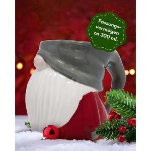 Taza 3D Elf Roja, Gris y Blanca con Asa y Tapa, Apta para Microondas, Diseño Clásico Moderno para Té Caliente, Modelo Pintado ODM con Cuchara - Product Image 2