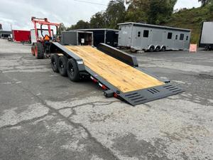 Remolque de plataforma plana con inclinación hidráulica 83x22, remolque con rampa para transporte de vehículos con eje triple para transporte de equipos. - Product Image 1