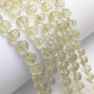 Pierre précieuse sculptée citrouille brins perlés citron Quartz pierre lâche perle de melon 8 pouces de long brin - Product Image 6