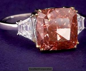 Bague en or rose vif de 4.93 carats coupe coussin fantaisie 18K diamant créé en laboratoire IGI certifié femme bague de fiançailles - Product Image 3