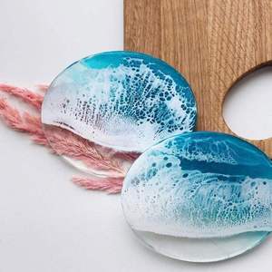 Handmade <b>resin</b> coasters with pastel marble swirl <b>epoxy</b> mats perfect <b>for</b> modern home dining <b>table</b> office and gifts - Product Image 2
