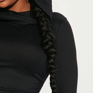 Sudadera con capucha elástica negra de último diseño para mujer 2025/Sudadera con capucha con logotipo personalizado de última calidad OEM de tarifa al por mayor para mujer - Product Image 5