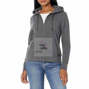 Sweat-shirts à capuche zippés en polaire personnalisés pour femmes, décontractés, pour l'hiver, avec motif uni, logo personnalisé, haute qualité - Product Image 2