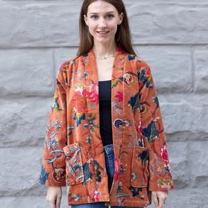 Kimono réversible en velours, robe d'hiver, manteau en velours fait main en coton indien, cardigan kimono bohème, vente en gros - Product Image 2