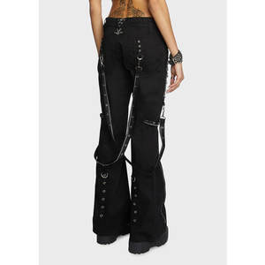Pantalones Góticos con Múltiples Cadenas y Anillos en D, Estilo Emo, Detalles de Cremallera, Fabricación OEM ODM 2026, Gran Venta - Product Image 5