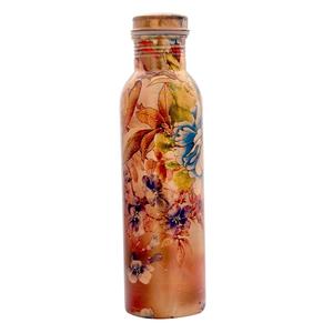 Premium Lightweight Floral Printed Copper <b>Metal</b> <b>Water</b> <b>Bottle</b>, Eco-Friendly <b>Metal</b> Drinkware for Home and Office Use - Product Image 2