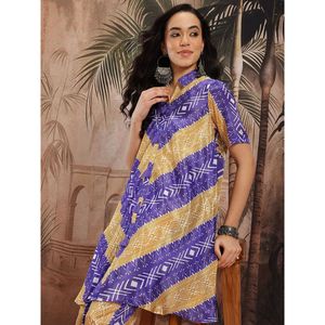 Kurta de chifón azul estampado para mujer con palazzos para primavera/verano - Product Image 5