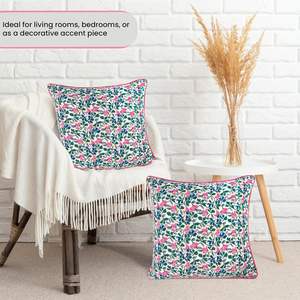 Ridhi Floral Printed Preppy Grandmillennial Pillow Cover for Home <b>White</b> Floral Pillow Cover Home Decor Thanksgiving - Product Image 3