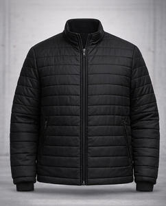 Veste matelassée noire pour homme, veste d'hiver isolée et chaude, coupe classique, taille plus, veste décontractée, rembourrage léger, vêtements d'extérieur - Product Image 2