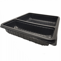 Barquette alimentaire en plastique pour micro-ondes à 2 compartiments, 200x240x55, pour sushi, sandwich, préparation de repas, à emporter, conteneur de charcuterie avec couvercle