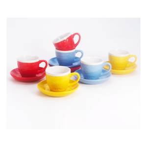 Juego de 6 Tazas de Café de Cerámica RUBY de Colores Surtidos con Platos Artísticos 44 - Product Image 1
