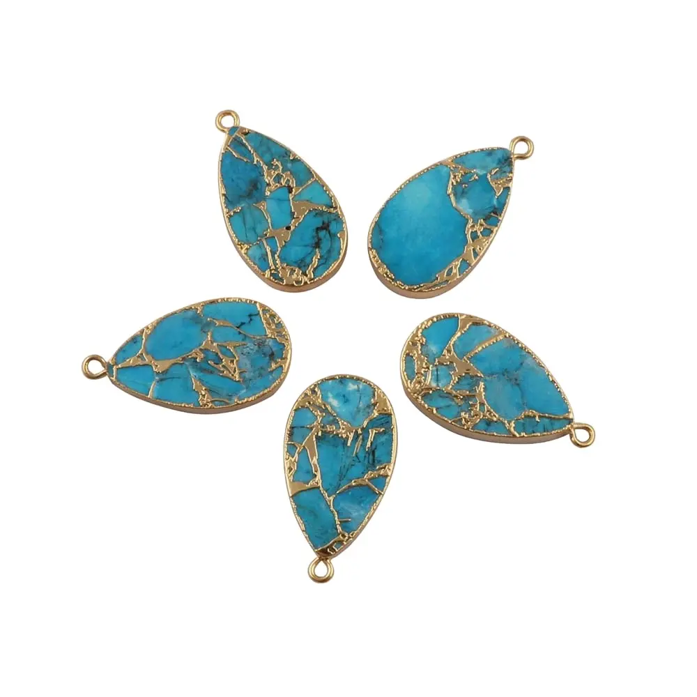 Cuivre bleu Turquoise galvanisé Multi forme taille pendentif connecteur pendentif à breloque pour bijoux à bricoler soi-même faisant des femmes mode