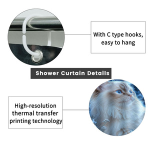 Rideau de douche imperméable personnalisé imprimé pour salle de bain, en polyester imperméable avec crochets - Product Image 2