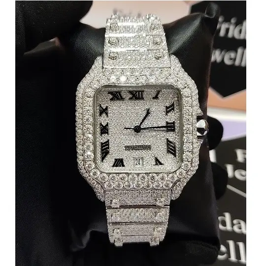 40mm Büste nach unten Bling Buss Down hand gefertigte anpassbare Automatik werk New Fashion Brand Iced Armbanduhr für ihn ihr Paar